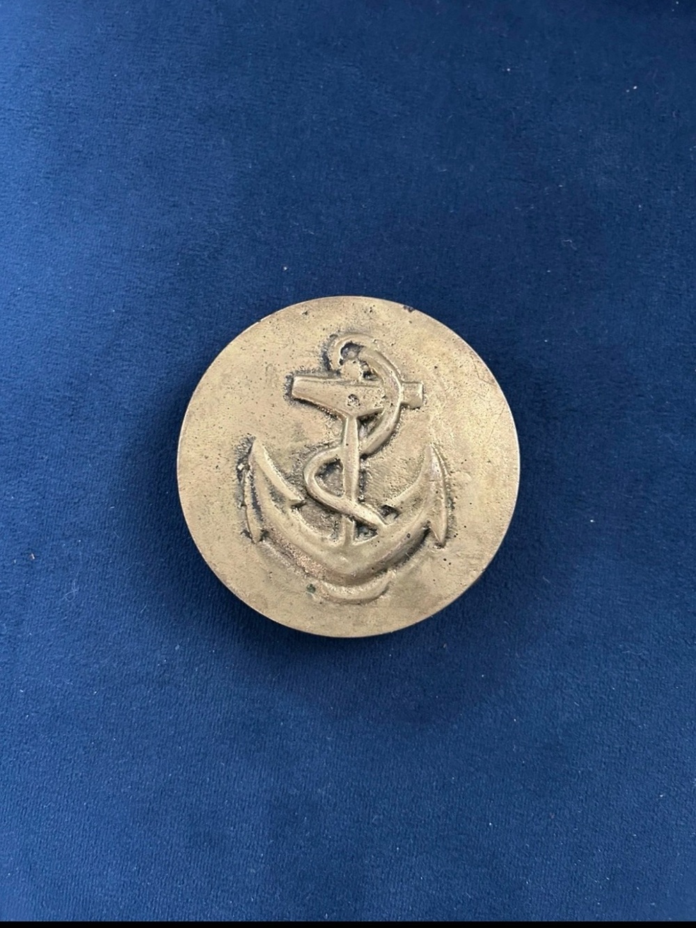 Vintage Round Brass Nautical Embossed Anchor Belt Buckle Navy Military Sailing